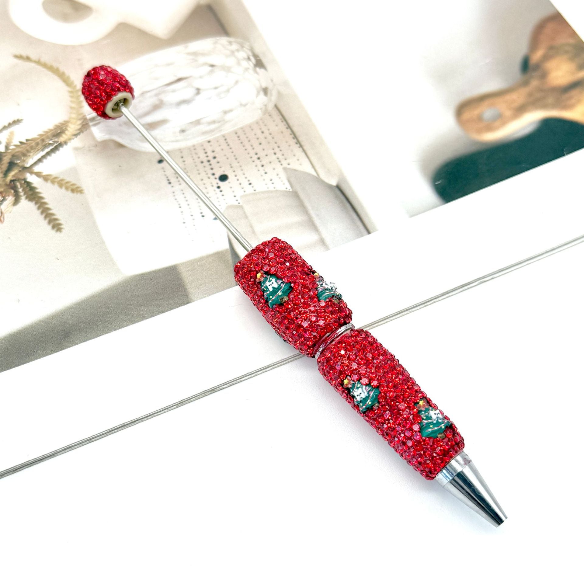 Wholesale Christmas Full Diamond Pen DIY Beadable Pen Elk Snowman
